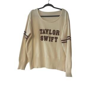 Taylor Swift Cream Burgundy Letterman Style Sweater Super Soft 3X Womens NWOT